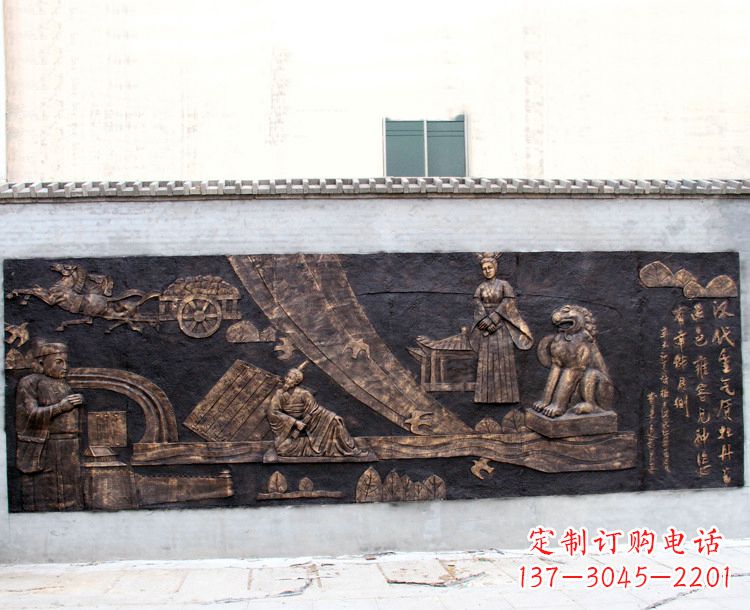 江苏“汉代重气质，牡丹留正色”中国传统文化浮雕壁画，玻璃钢仿铜园林墙壁装饰壁画