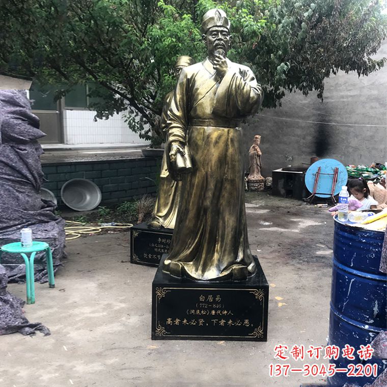 江苏白居易仿铜雕像经典中国古代诗人的艺术再现