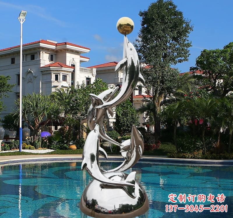 江苏不锈钢海豚雕塑精美绝伦