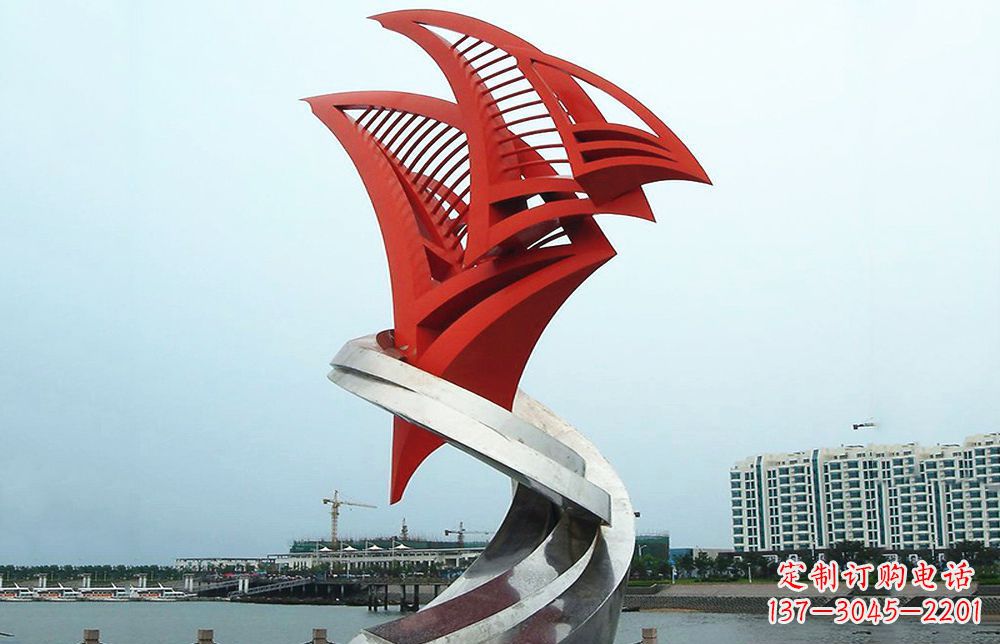 江苏海洋之舟——不锈钢抽象帆船海边景观雕塑
