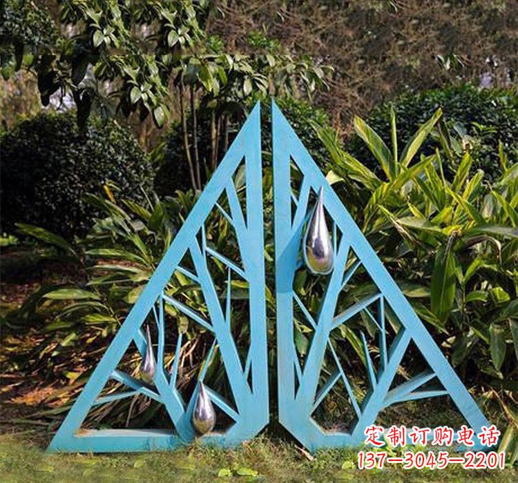 江苏不锈钢抽象树枝和水滴雕塑