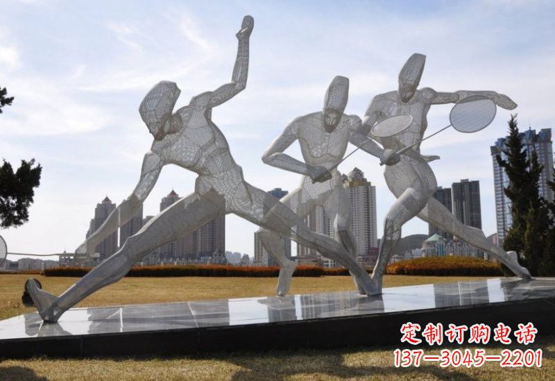 江苏不锈钢抽象羽毛球人物雕塑