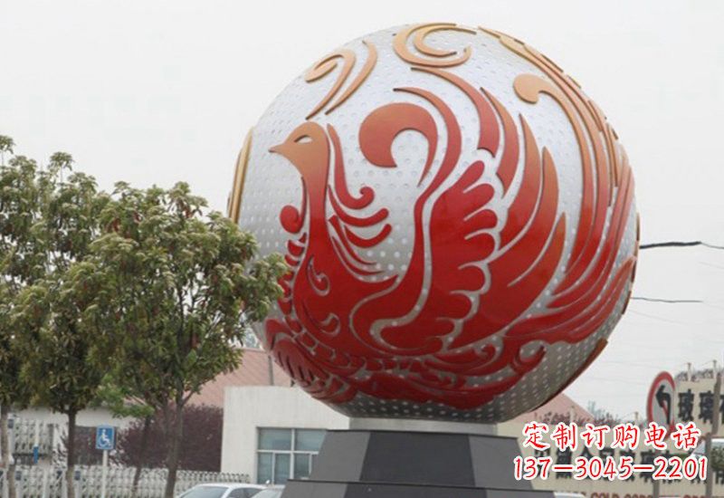 江苏不锈钢凤凰浮雕圆球雕塑精美雕塑把艺术带到生活中