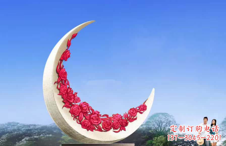 江苏不锈钢广场月亮雕塑1