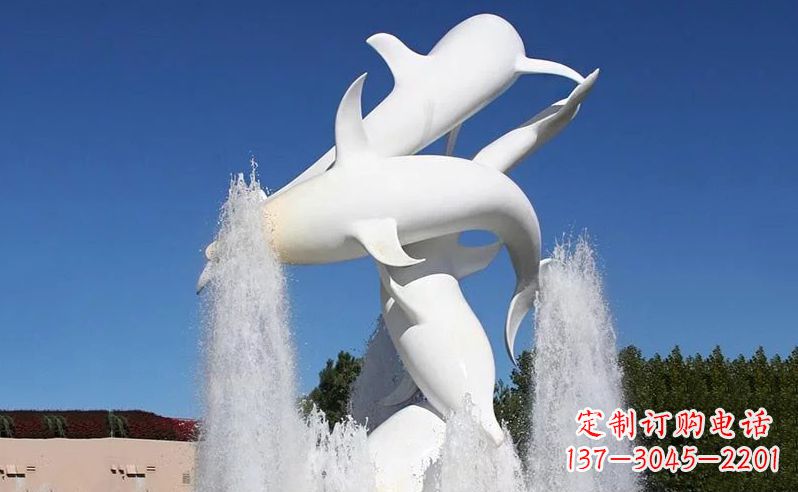 江苏不锈钢海豚喷泉雕塑 (3)