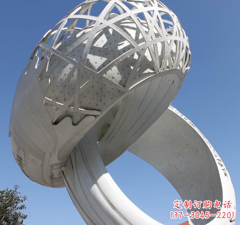 江苏不锈钢户外婚庆戒指雕塑婚礼永恒的记忆