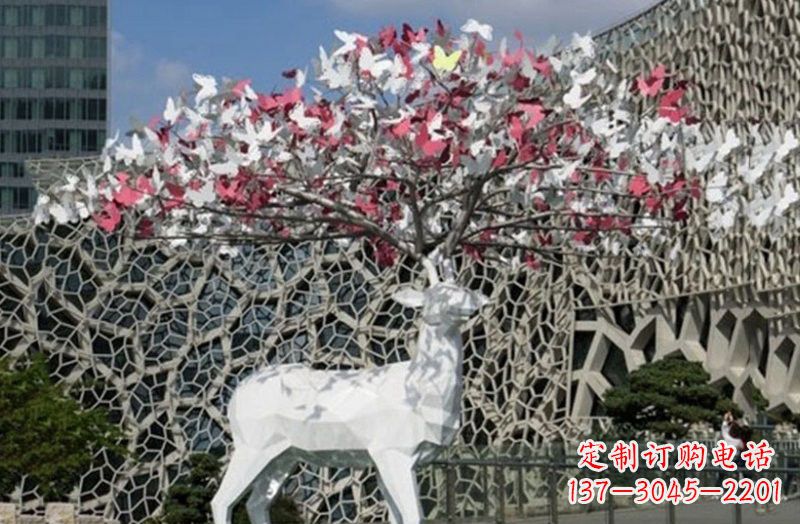 江苏不锈钢几何小鹿雕塑精致之美