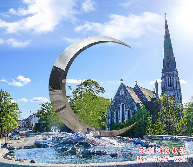 江苏不锈钢景观创意月亮雕塑
