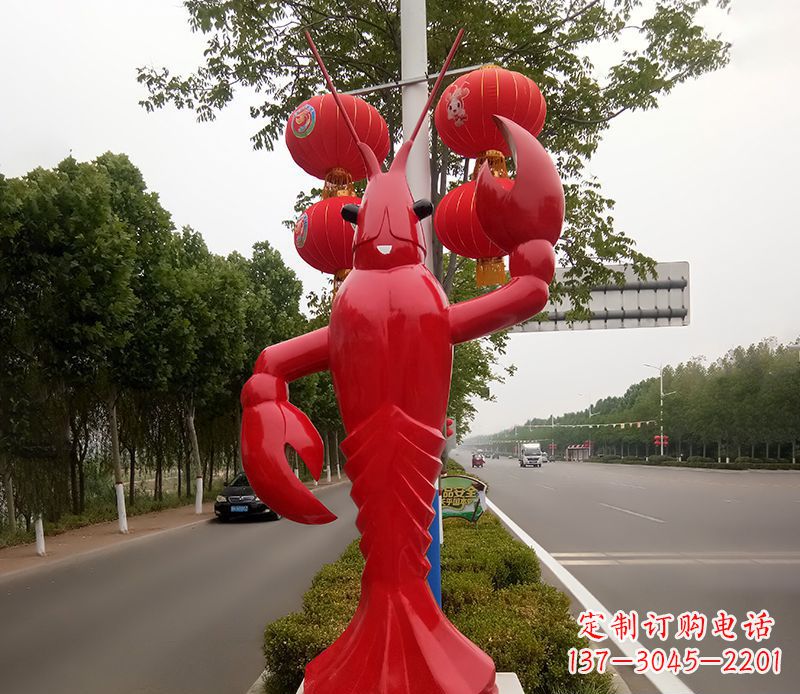 江苏不锈钢小龙虾雕塑精美之灵