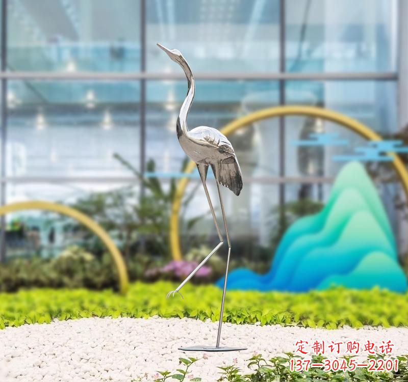 江苏不锈钢展翅仙鹤雕塑
