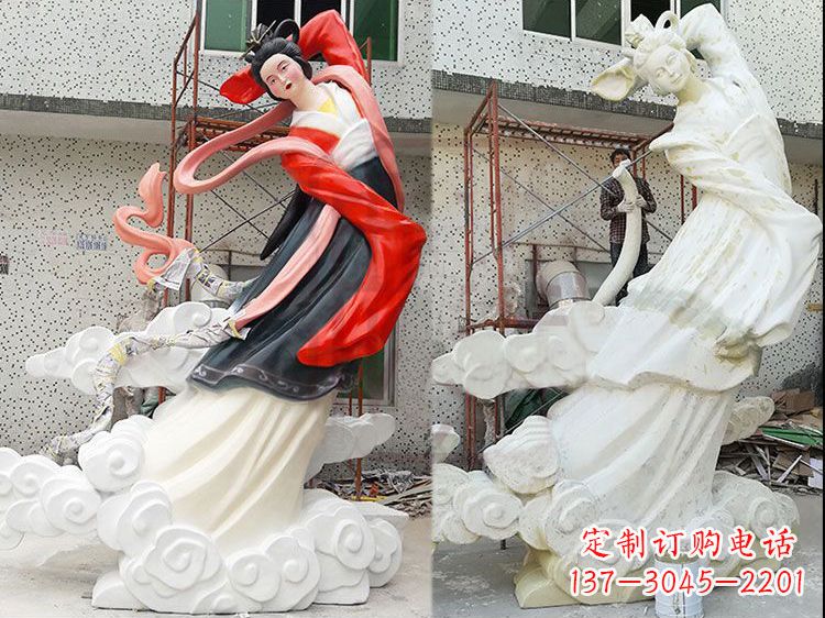 江苏神话中的嫦娥玻璃钢彩绘雕塑