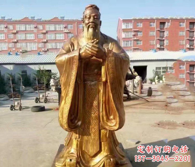 江苏纯铜校园古代孔子人物铜雕塑