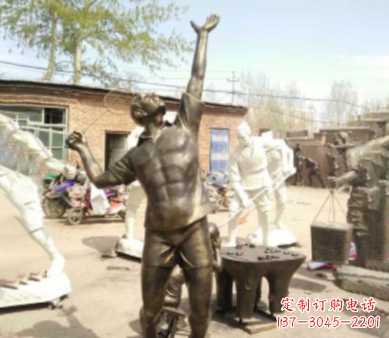江苏打羽毛球公园人物铜雕
