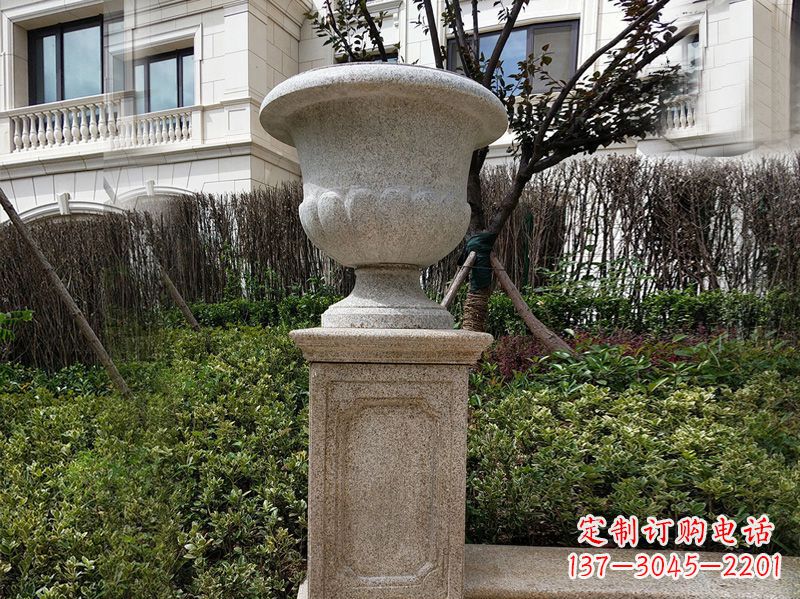 江苏大理石花钵小区花盆石雕