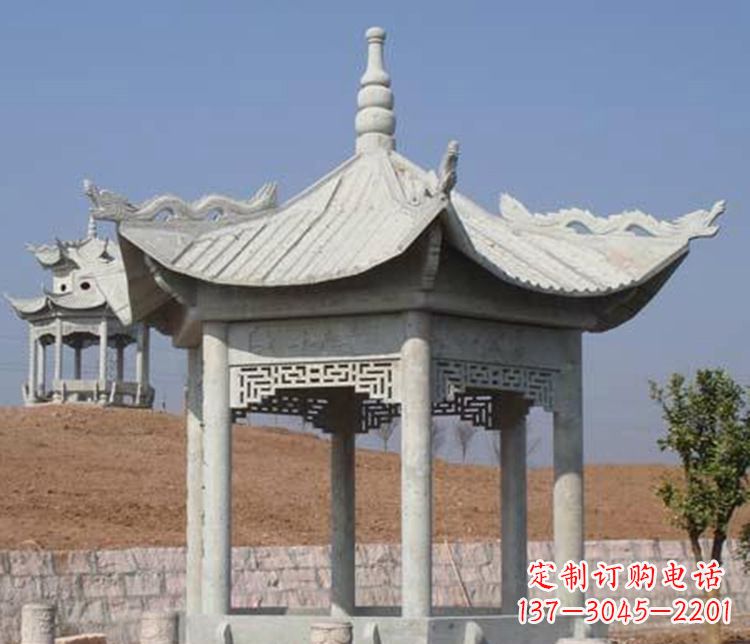 江苏精美大理石六角凉亭石雕