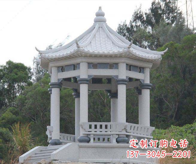 江苏大理石六角石雕凉亭营造舒适环境的完美体现