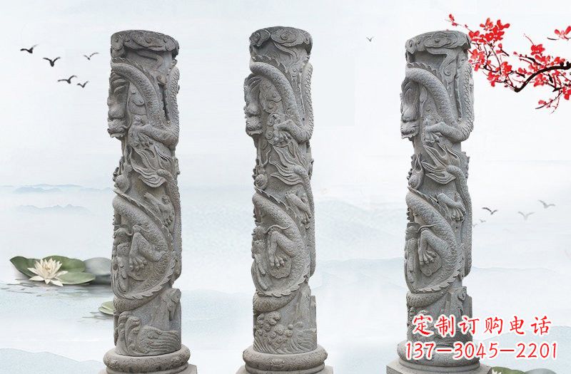 江苏精美大理石龙柱雕塑