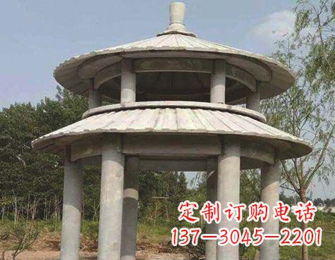 江苏大理石双层圆顶凉亭石雕