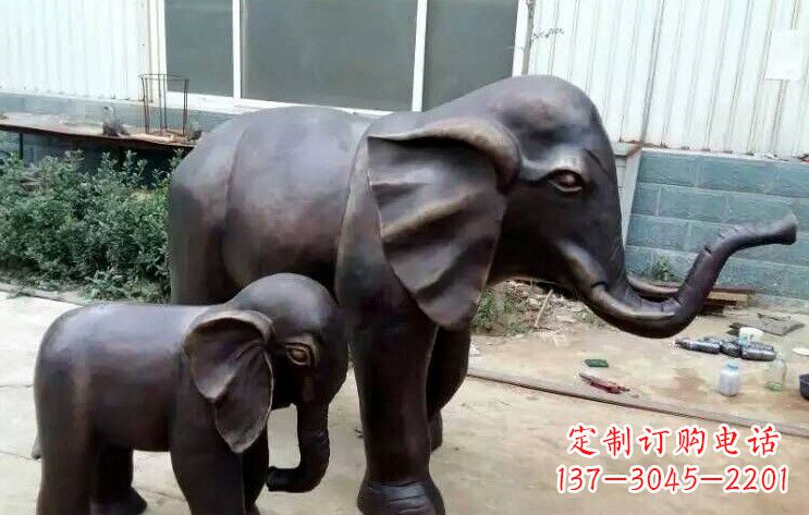 江苏大象母子铜雕塑