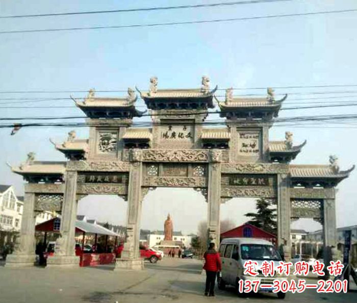 江苏大型五门石雕牌坊 (3)