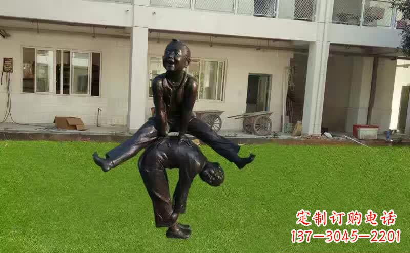 江苏卡通青少年跳马铜雕塑