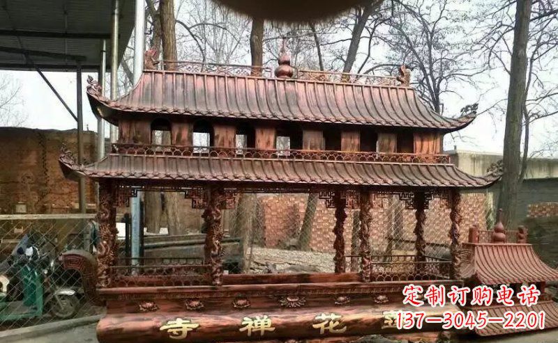 江苏方形寺庙香炉铜雕