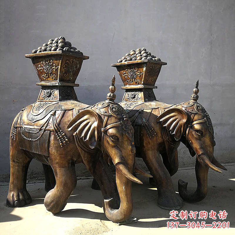 江苏中领雕塑-传承传统,大象铜雕精美古典