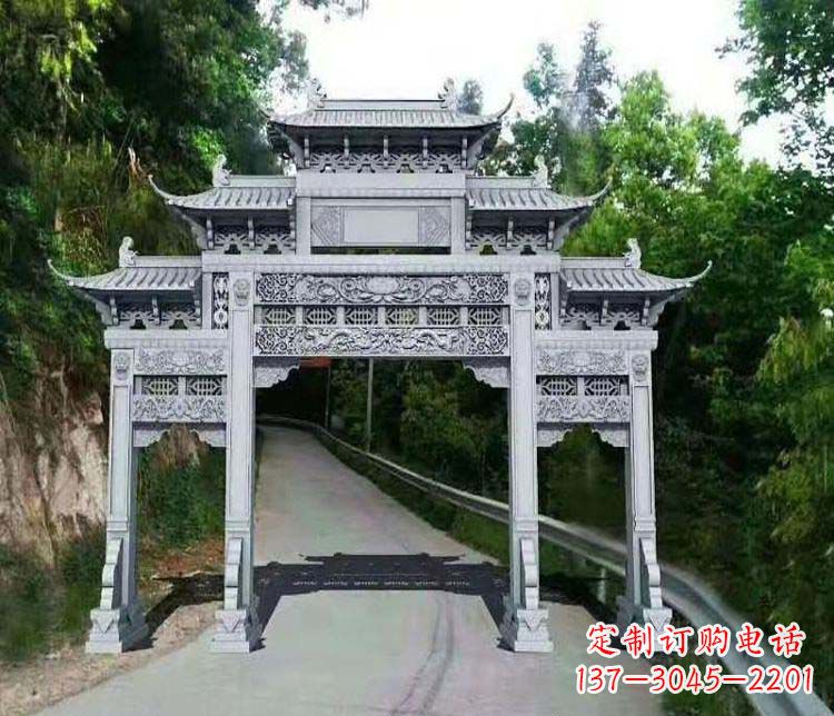 江苏仿古三门牌坊石雕