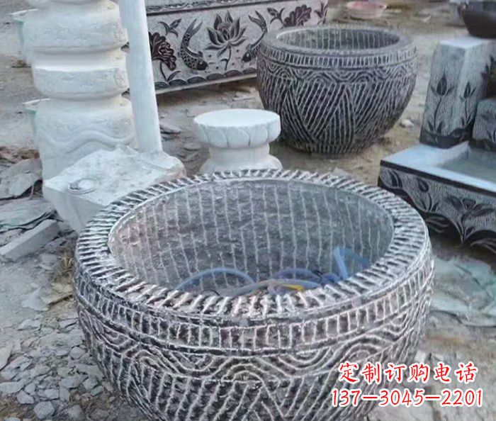 江苏仿古招财水缸石雕