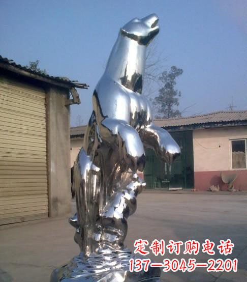 江苏公园不锈钢抽象北极熊动物雕塑