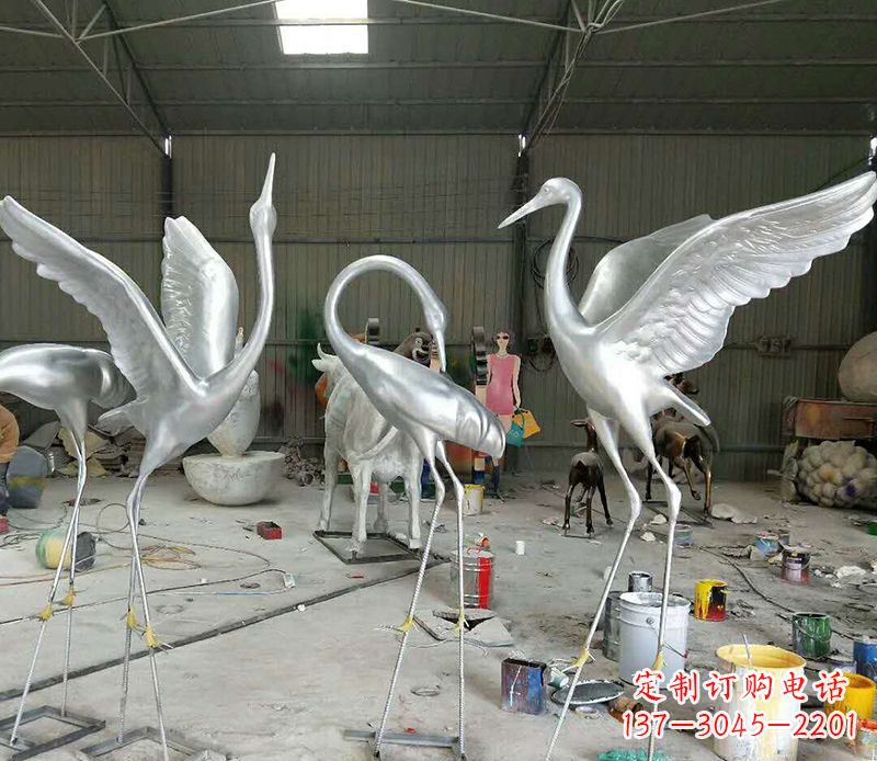 江苏艺术雕刻仙鹤不锈钢雕塑