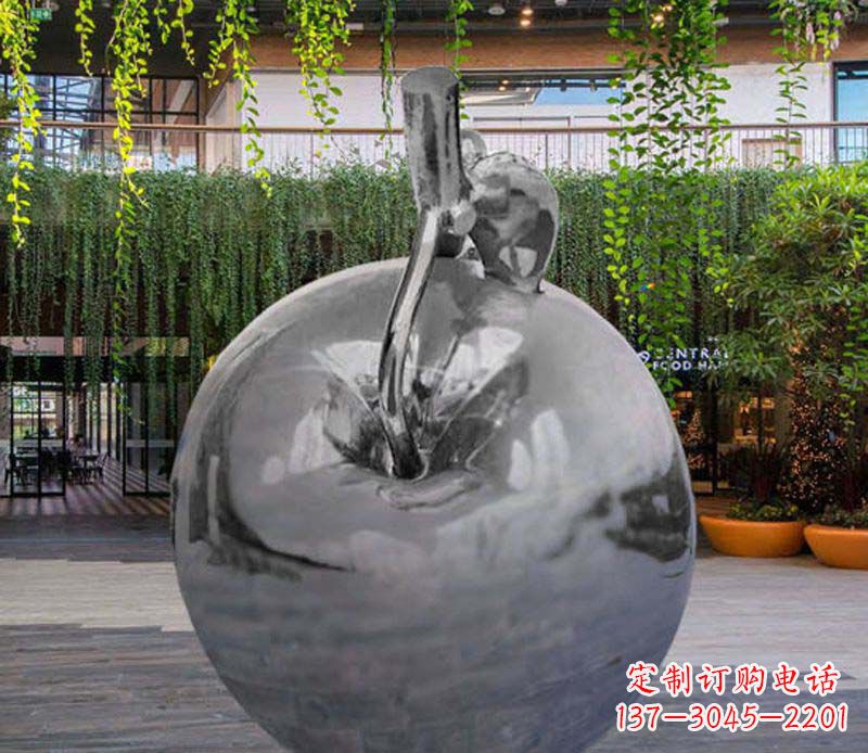 江苏公园时尚不锈钢镜面苹果雕塑