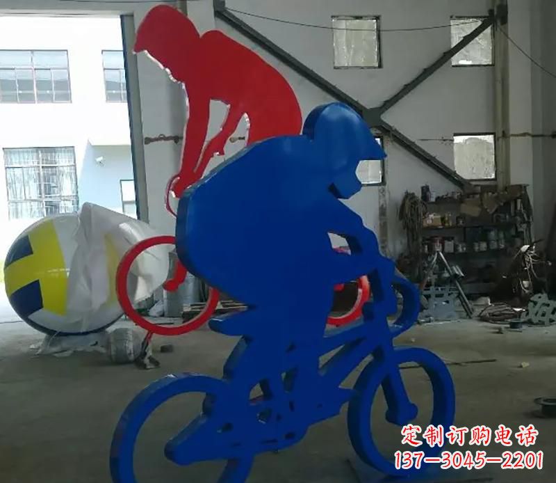江苏公园不锈钢骑自行车运动人物雕塑