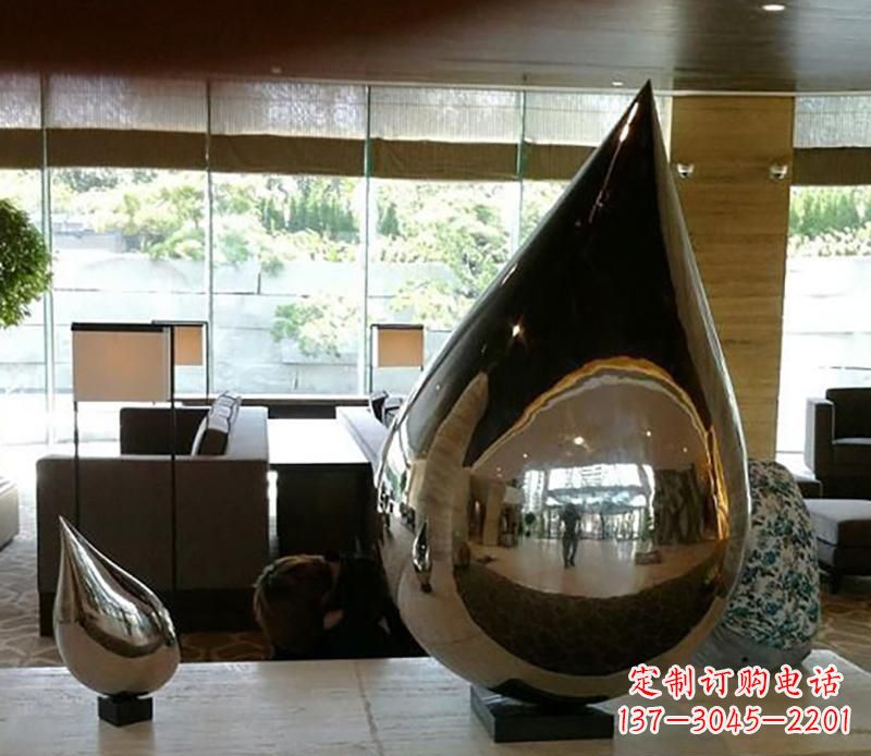 江苏公园不锈钢水滴球景观雕塑