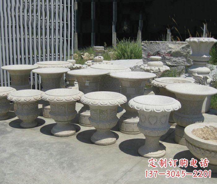 江苏大理石花盆石雕艺术品
