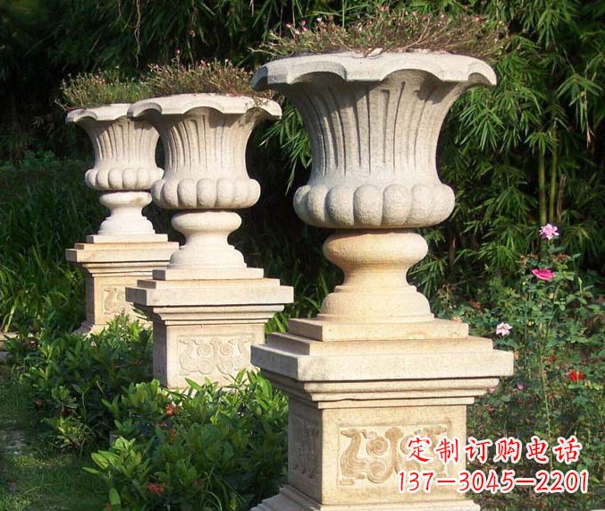 江苏公园景观大理石花盆石雕_1