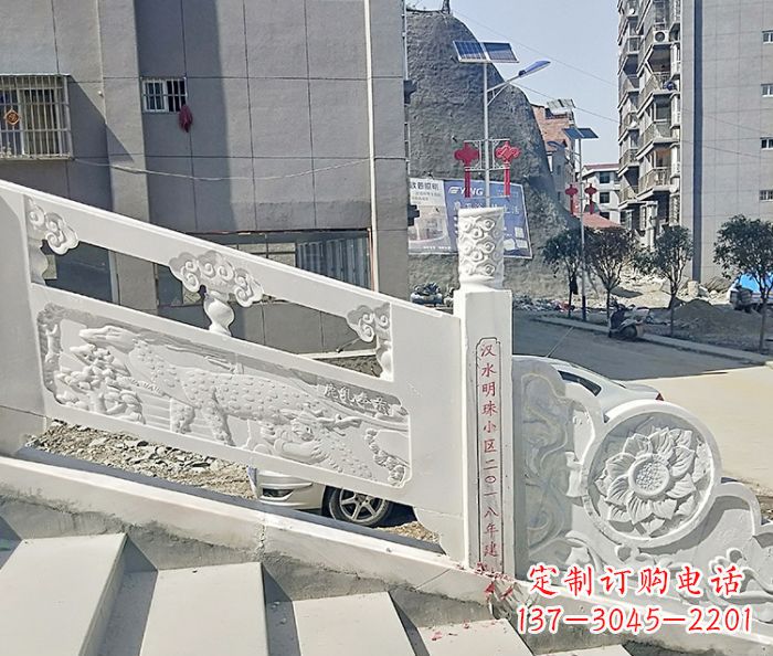 江苏汉白玉石雕栏板,唯美园林装饰
