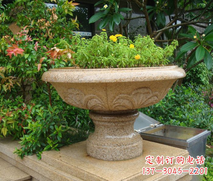 江苏公园景观砂岩花盆石雕 (3)