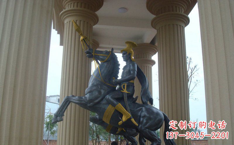江苏公园骑马的罗马士兵人物铜雕