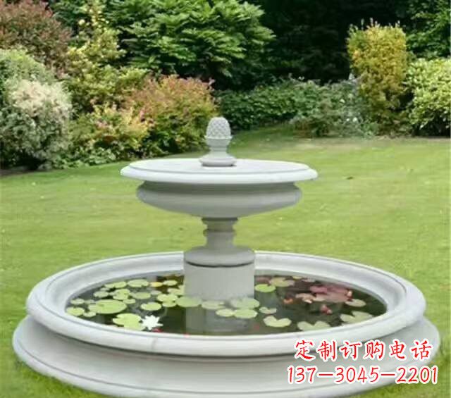 江苏汉白玉双层喷泉雕塑