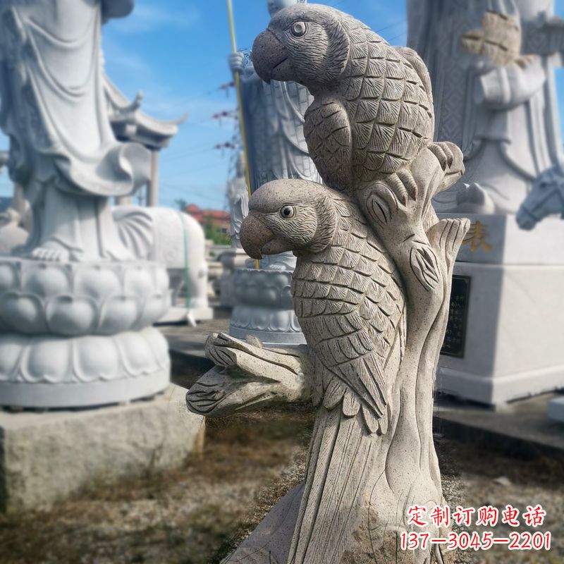 江苏石雕鹦鹉景观雕塑摆件