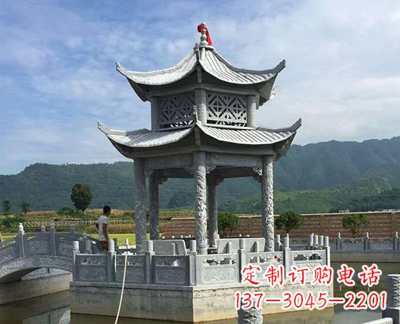 江苏双层仿古凉亭石雕_1