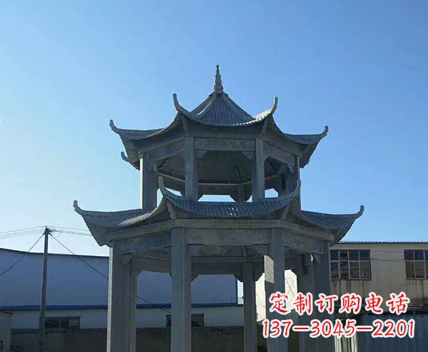 江苏双层仿古石凉亭石雕_1