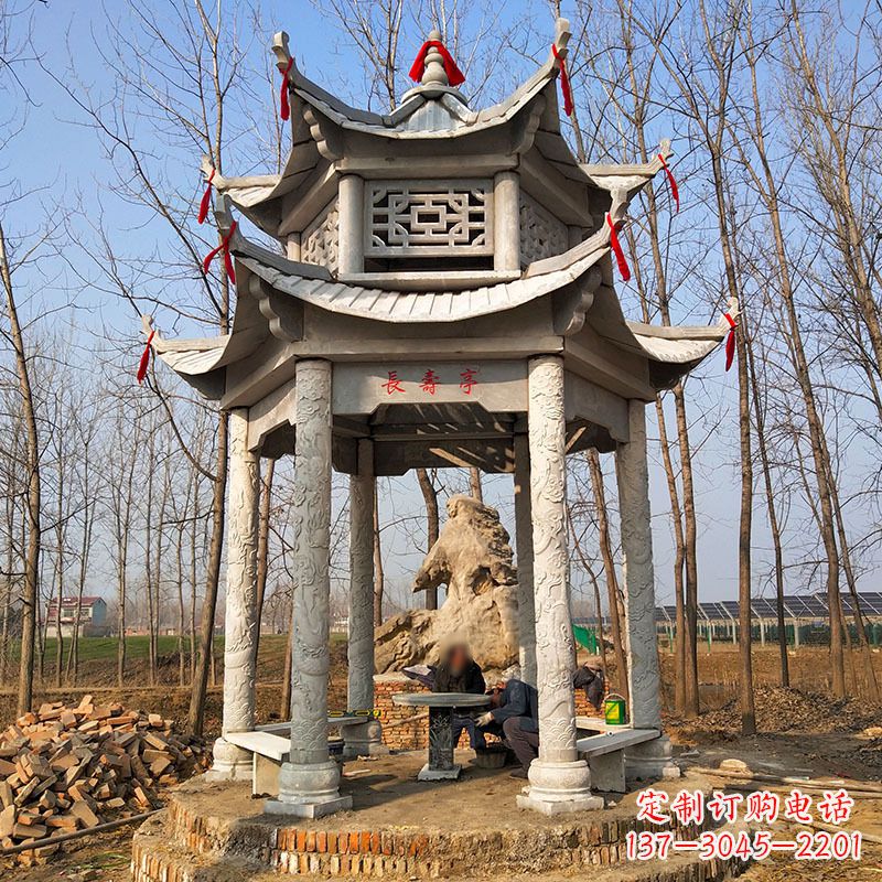 江苏双层六角石凉亭
