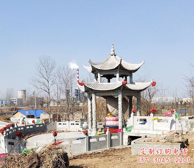 江苏双层石凉亭石雕 (2)