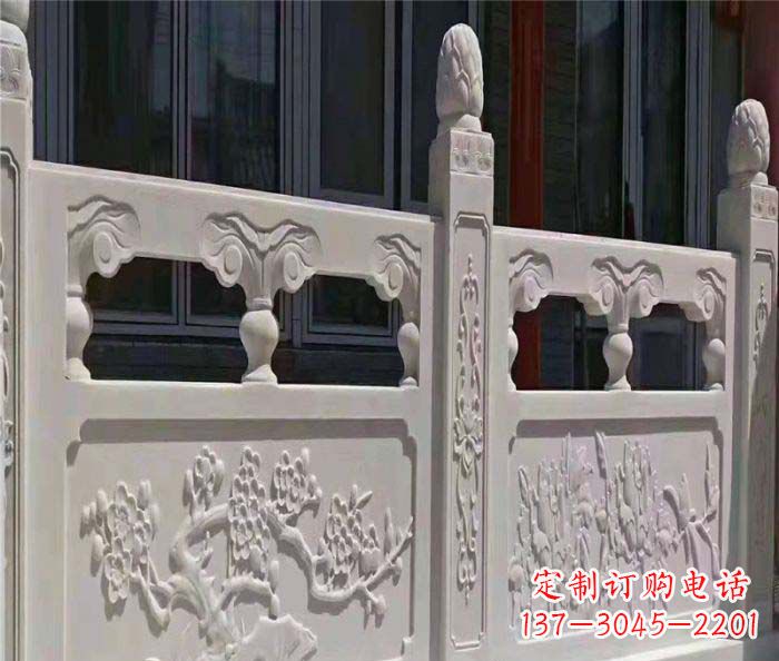 江苏寺庙景观汉白玉石浮雕栏板 (2)