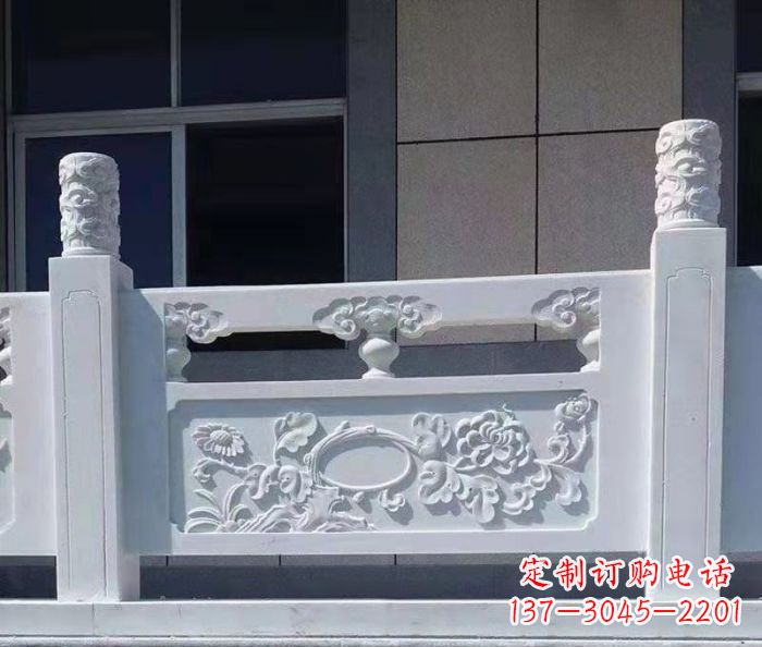 江苏寺庙景观汉白玉石浮雕栏板 (4)