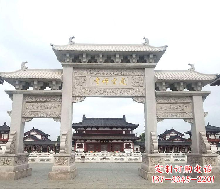 江苏寺庙三门牌坊石雕