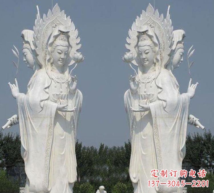 江苏寺庙三面观音菩萨雕塑
