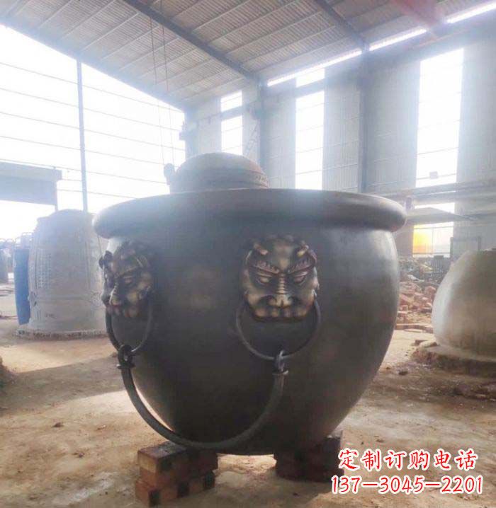 江苏寺庙水缸铜雕